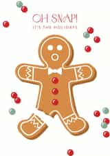 Funny Gingerbread Holiday Card - Oh Snap! Candy Christmas Card created by Laura Bercovich