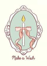 Birthday Candle Card Cute Delicate Sweet Coquette Pink Bow, Make a Wish for Her created by Rebekah Klimuck