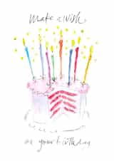 Traditional Birthday Card - Cake With Twinkling Candles - Make A Birthday Wish created by Gabrielle Solly Illustration