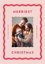 Personalised Christmas Photo Card created by Laura Bercovich - Arty Christmas Card - Wavy Border - Merry And Bright