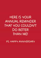 Funny Anniversary Card - Annual Reminder created by Puns and Needles