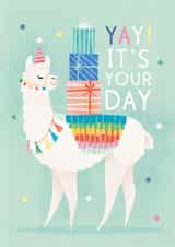 Cute Birthday Card - Yay It's Your Day - Llama created by Sabrin Deirani