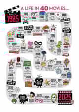 Cute 40th Birthday Card - 1985 - 40 Movies created by Eskimo Kiss Designs