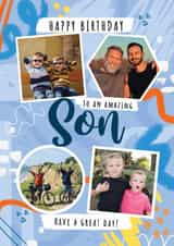 Personalised Birthday Photo Card created by Little Mono - Classic Birthday Card - Amazing Son - Multi Photo Card
