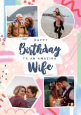 Personalised Birthday Photo Card created by Little Mono - Classic Birthday Card - Amazing Wife - Multi Photo Card