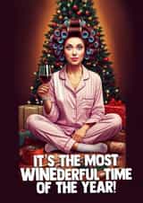 Funny Christmas Card - Wine - Most Wonderful Time created by I Draw Stuff 