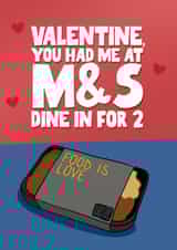 Funny Valentine's Day Card - Marks And Spencer Meal Deal created by Pickled Prints