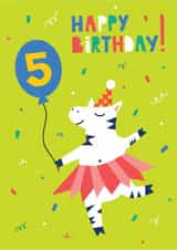 Cute Birthday Card - 5th - Zebra created by Sofia Ossman
