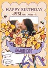 Personalised Photo Card created by Angie Spurgeon - Classic Birth Flower Card for a March Birthday