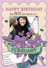 Personalised Photo Card created by Angie Spurgeon - Classic Birth Flower Card for a February Birthday