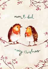 Cute Christmas Card - For Mum And Dad - Two Robins created by Louise Mulgrew