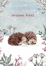 Cute Christmas Card - Hedgehogs - Christmas Kisses created by Louise Mulgrew