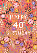Pretty Birthday Card - 40th - Floral created by Pear Tree Press