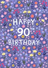 Pretty Birthday Card - 90th - Floral created by Pear Tree Press