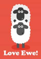 Rude Valentines Card - Love Ewe Sheep Pun - Funny Anniversary Card created by Studio Boketto