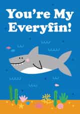 Cute Valentines Card - You're My Everyfin - Shark Pun Anniversary Card created by Studio Boketto