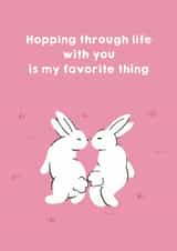 Cute Valentine's Day Card - Hopping Rabbits created by Zove Ahh