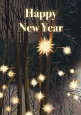 Classic Happy New Year Card - Branches - Stars created by Alenkeit