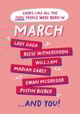 Fun Birthday Card - March Birthday - Cool People created by PaperPaper