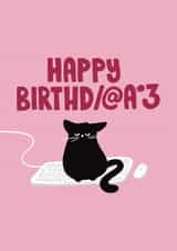 Funny Birthday Card - Black Cat - Keyboard created by Laura Beutner
