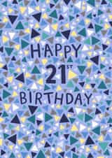 Classic Birthday Card - 21st - Geometric Pattern - For Him created by Pear Tree Press