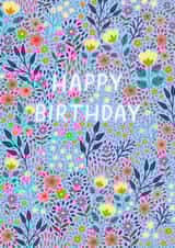 Pretty Birthday Card - Blue Ditsy Florals created by Pear Tree Press