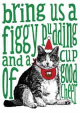 Funny fat cat figgy pudding Christmas card created by The Visual Narrator