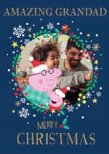 Personalised Christmas Photo Card created by Danilo - Peppa Pig Personalised Christmas Photo Card for Grandad – Festive Wreath Design