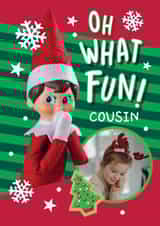 Personalised Christmas Photo Card created by Danilo - Personalised Elf Christmas Photo Card For Cousin – Oh What Fun! 