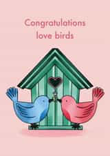 Cute Engagement Card - Love Birds - Birdhouse created by Emelia Brooks