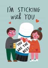 Cute Valentines Day / Anniversary Or friendship Card - Sticking With You created by Alice Mole Illustration