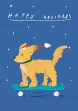 Cute cockapoo dog on a skateboard - Christmas Card created by Laura McHugh