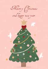 Cute pink Christmas tree card created by Nika Venturini