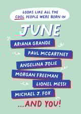Fun Birthday Card - June Birthday - Cool People created by PaperPaper