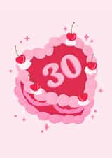 Pretty Birthday Card - 30th - Heart Shaped Cake created by Dolly’s Doodles