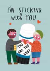Cute Valentines Day / Anniversary Or Friendship Card - Sticking With You - LGBTQ created by Alice Mole Illustration