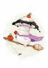Cute Halloween Card - Mushroom Witch created by Bubba & Bean