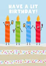 Cute Birthday Card - Have A Lit Birthday - Punny Party created by Pink Peach Cards