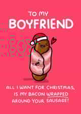 Rude Christmas Card - For Boyfriend - Wrapped Around Your Sausage created by NICHOLA COWDERY ILLUSTRATIONS 