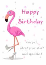 Glamorous Flamingo Birthday Card for Girlfriend Mum Female Friend Aunt created by Swizzoo