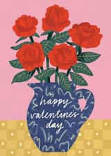 Pretty Valentine's Day Card - Vase - Roses created by Laura Darrington Design Ltd.