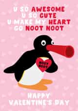 Cute Valentines Day Card - Pingu - My Heart Go Noot Noot created by Pink Peach Cards