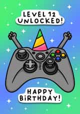Cute Birthday Card - 12th - Level Twelve Unlocked created by Duck & Mustard