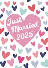 Classic Wedding Card - Just Married 2025 - Hearts created by Sticky Tape Kate
