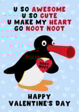 Cute Valentine's Day Card - Pingu - My Heart Go Noot Noot created by Pink Peach Cards