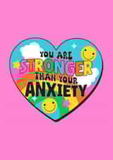 Cute Get Well Card - You Are Stronger Than Your Anxiety created by @sophie robbens