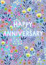 Pretty Anniversary Card - Blue Ditsy Floral created by Pear Tree Press