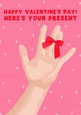 Cheeky Valentine's Day Card - Here's Your Present - Finger Present created by Pink Peach Cards