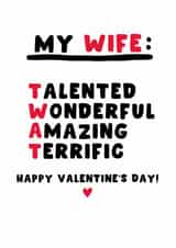 Cheeky Valentine's Day Card - For Wife - Twat created by Pink Peach Cards