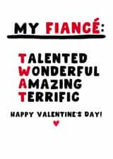 Cheeky Valentine's Day Card - For Fiancé - Twat created by Pink Peach Cards